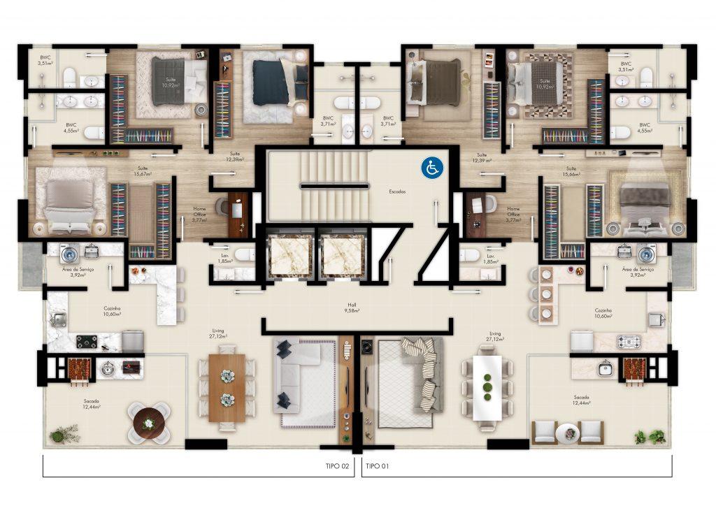 Apartamento Pré Lançamento em Meia Praia - Itapema - Santa Catarina - Fiori del Mare em Itapema 