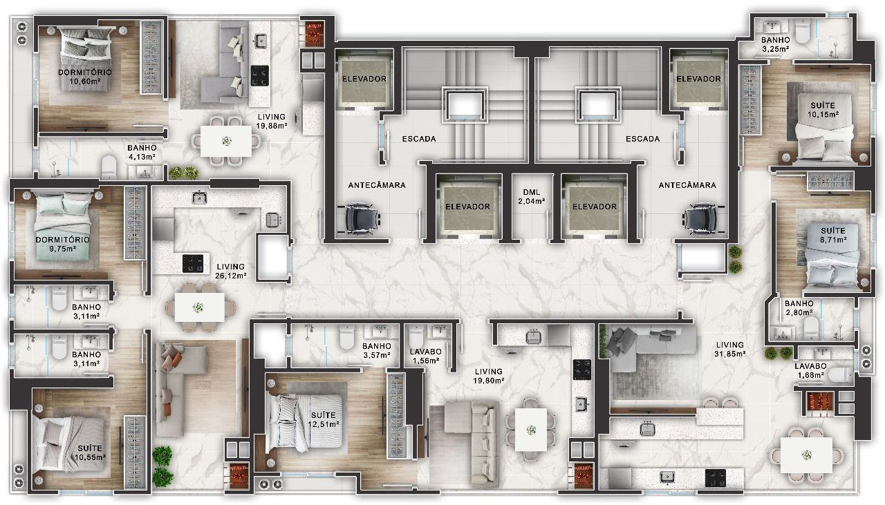 Apartamento à Venda Quadra Mar em Meia Praia - Itapema - Santa Catarina - Oben 230 em Itapema