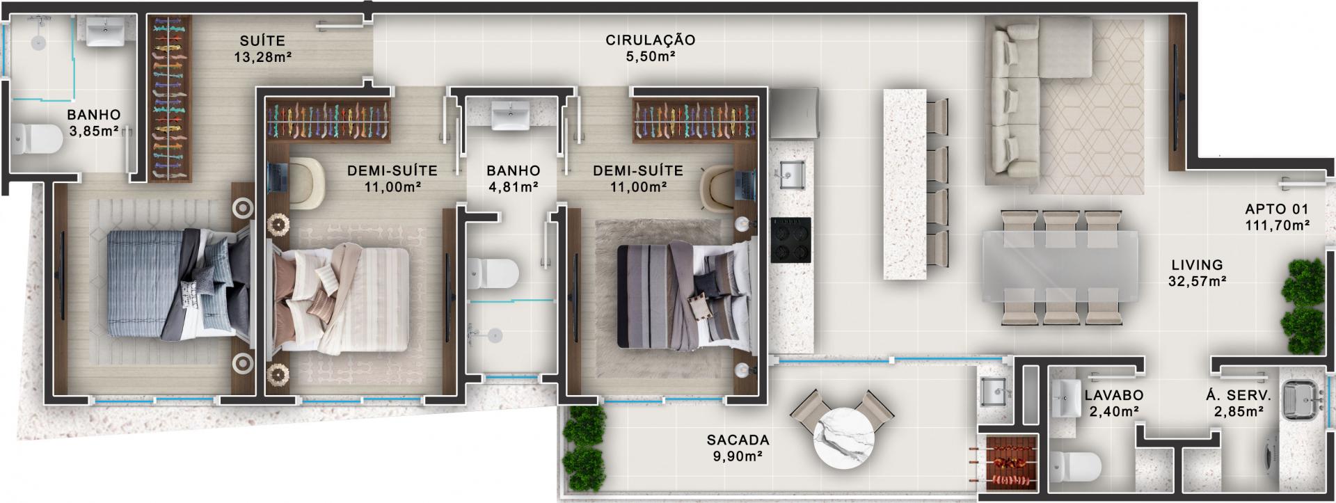 Apartamento Lançamento Próximo ao Mar em Itacolomi - Balneário Piçarras - Santa Catarina - Ocean Side em Balneário de Piçarras